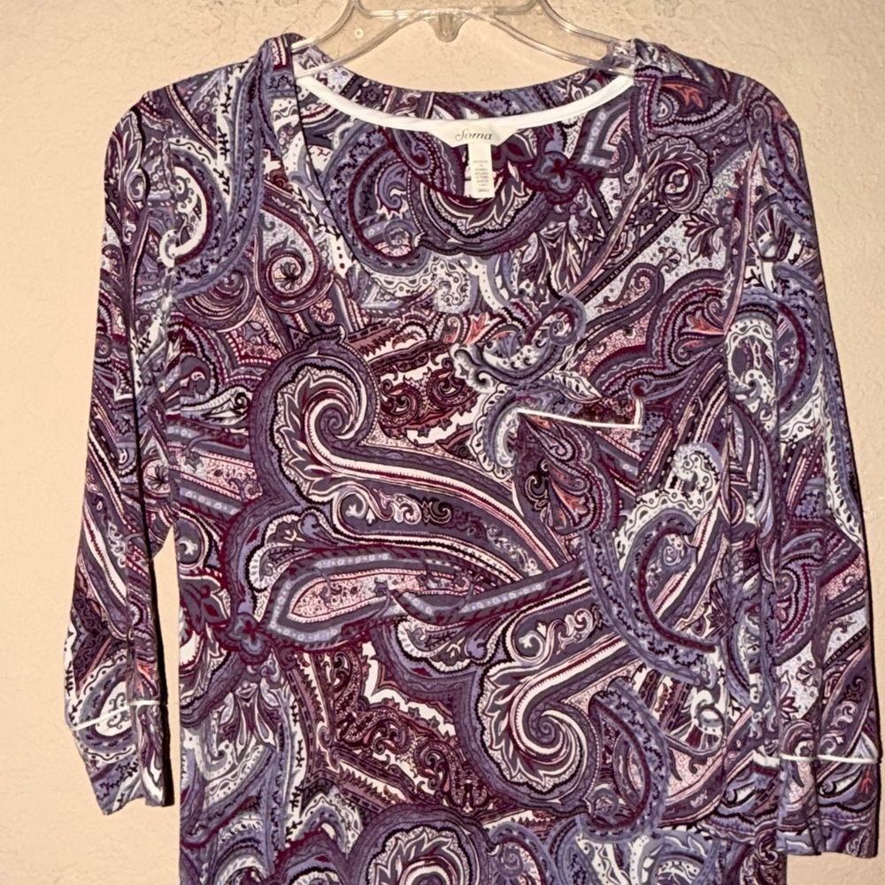 Soma Paisley Luxury Nightgown Small Soft Rayon Stretch Elegant Sleep Dress - Picture 2 of 6